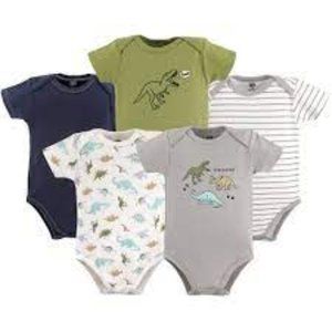 Hudson Baby Cotton Bodysuits, Dinosaurs 5 Pack New With Tags Size 3 to 6 Months